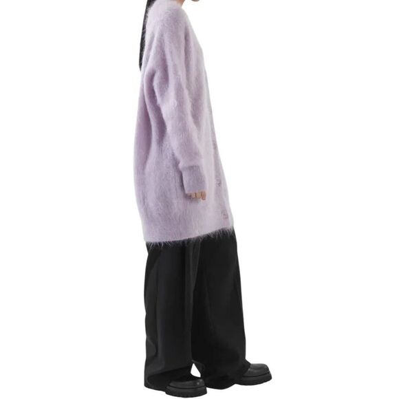 NWOT LONGLINE OVERSIZED MOHAIR CARDIGAN LILAC XS/S - Picture 5 of 15